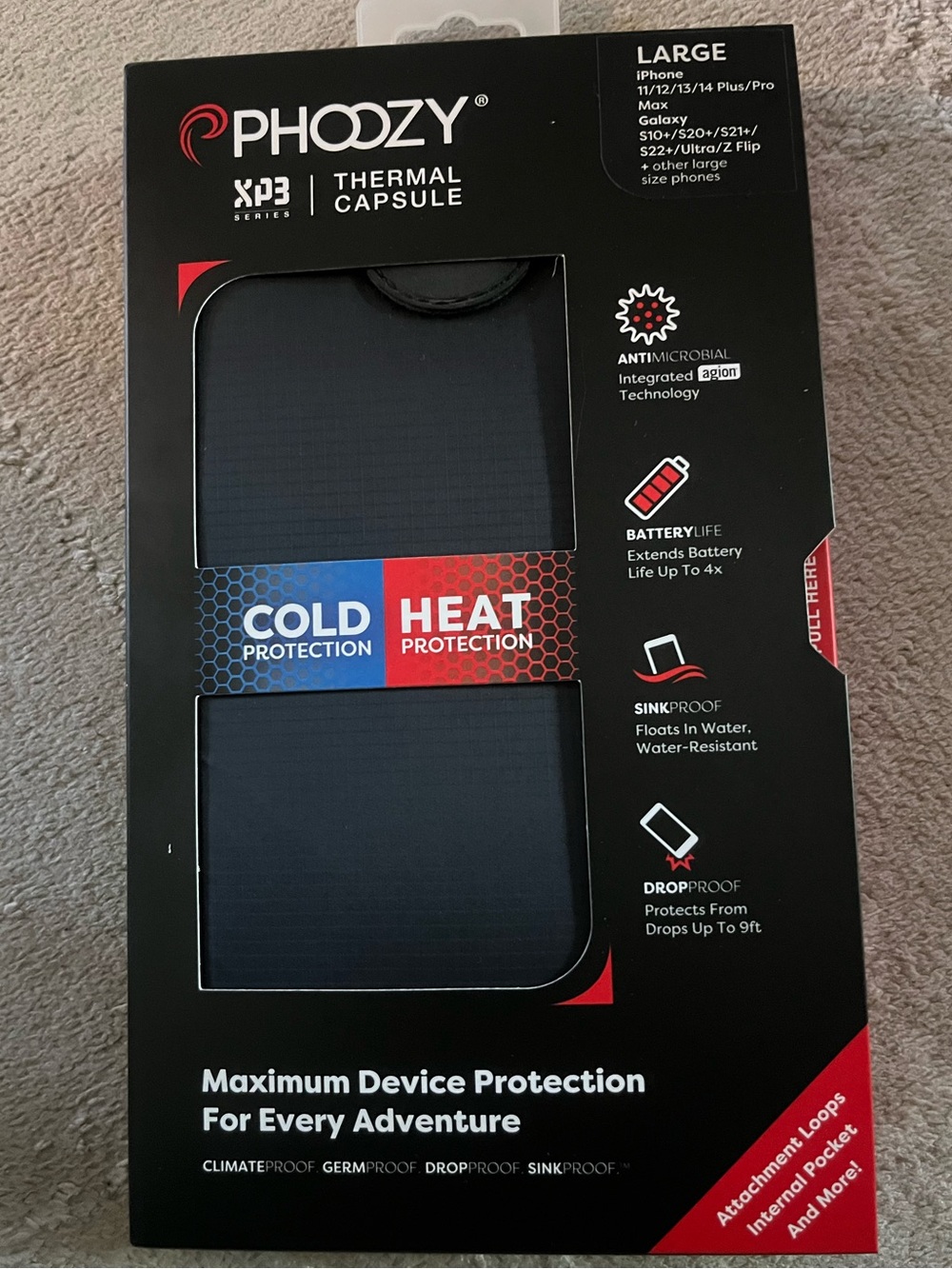 Phoozy XP3 Series Thermal Capsule Large Phone Sleeve - Black